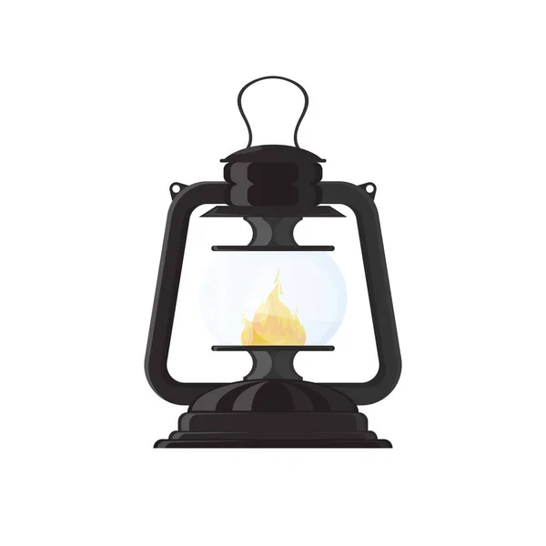 Cartoon Petroleum Lamp Pictogram Witte Achtergrond Vector Illustratie — Stockvector