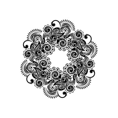 Beyaz arkaplanda arabesk ve çiçek elementleri olan doğu deseni. Vektör illüstrasyonu