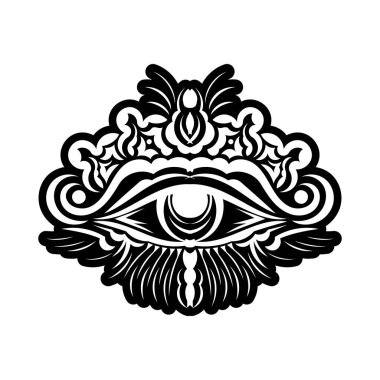 Siyah dövmeli flaş. Tanrı 'nın Gözü. Mason sembolü. Hepsi üçgen piramidin içini görüyor. Yeni Dünya Düzeni. Kutsal geometri, din, maneviyat, okültizm. İzole vektör illüstrasyonu.