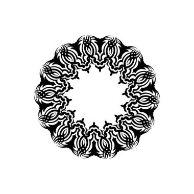 Siyah izole edilmiş etnik mandala tasarımı. Yetişkinler için stres önleyici boyama sayfası. El çizimi illüstrasyon.