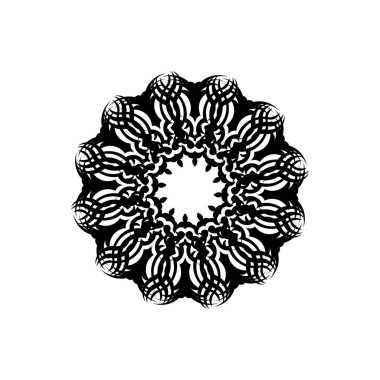 Henna, Mehndi için dairesel çiçek mandala deseni, dövme, dekorasyon. Etnik doğu tarzında dekoratif süs. Çizim el çizimi vektör illüstrasyonuName.