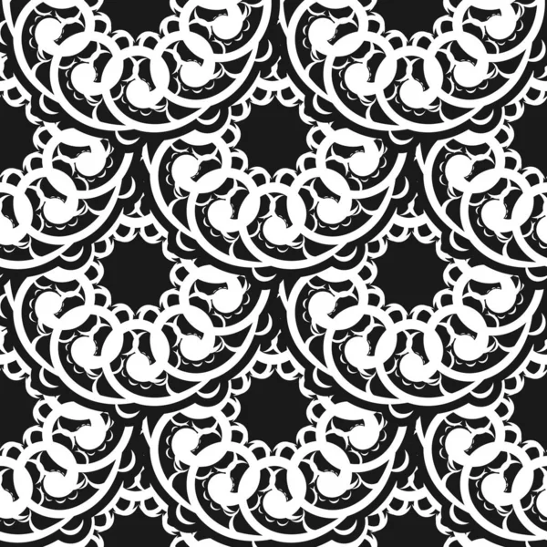Бесшовный Векторный Фон Дамаска Обои Стиле Барокко Черно Белый Цветочный — стоковый вектор