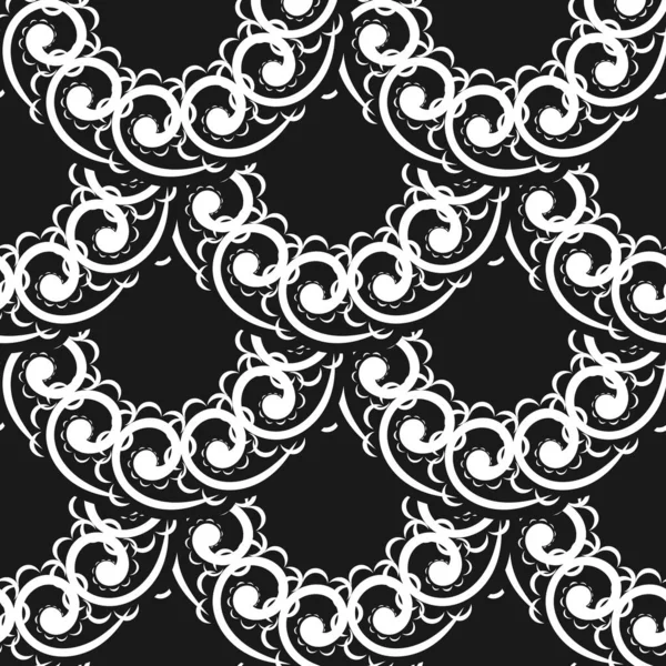 バロック様式の壁紙 黒と白の花の要素 ファブリック 包装のためのグラフィック装飾 ダマスクの花飾り シンプルなスタイル ベクトルイラスト — ストックベクタ