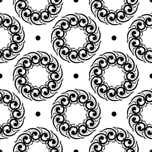 Papel Parede Estilo Barroco Elemento Floral Preto Branco Ornamento Gráfico — Vetor de Stock