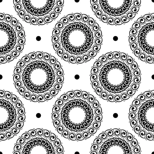 Восточный Бесшовный Векторный Фон Черно Белый Цветочный Элемент Графический Орнамент — стоковый вектор