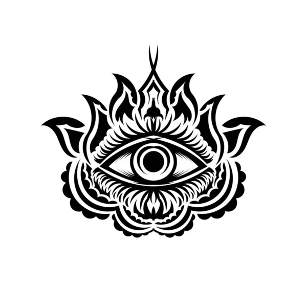 Boho印第安民族风格的全视眼的抽象符号 用于装饰T恤或彩色页或成人彩色书的白色纹身 概念魔术神秘主义深奥的东西 — 图库矢量图片