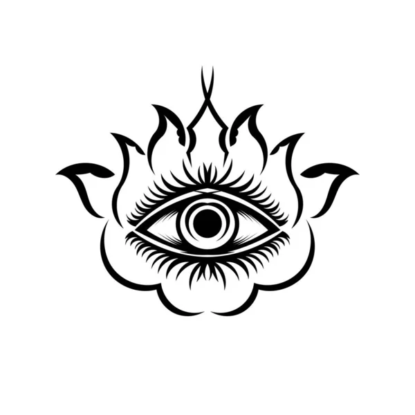 인디언 아시아 Boho Indian Asian Ethno 스타일의 All Seeing Eye — 스톡 벡터