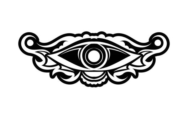 古色古香的纹身与明亮的全视的眼睛 神秘的符号 Boho设计 手绘孤立在白色背景 神圣的几何 远见和魔法 矢量说明 — 图库矢量图片
