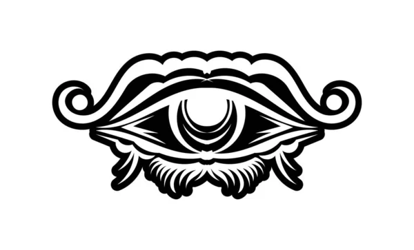 古色古香的纹身与明亮的全视的眼睛 神秘的符号 Boho设计 手绘孤立在白色背景 神圣的几何 远见和魔法 矢量说明 — 图库矢量图片