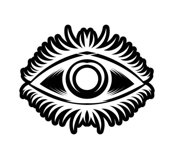 Tatuaje Vintage Con Ojo Luminoso Que Todo Símbolo Místico Diseño — Vector de stock