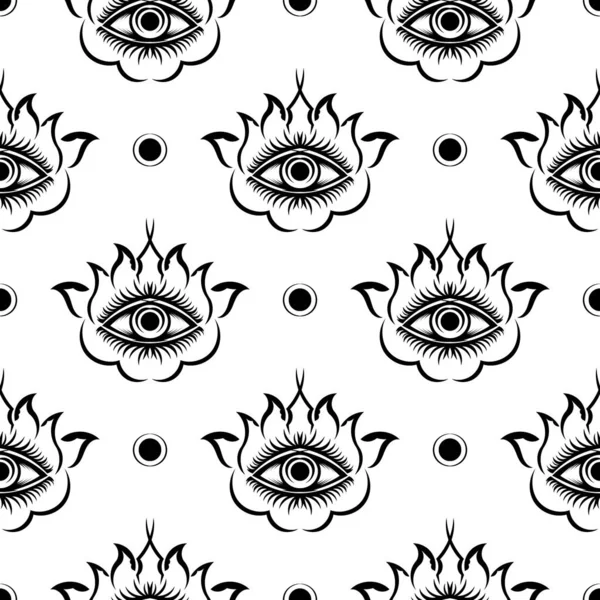 All Seeing Eye Vector Seamless Pattern Good Clothing Textiles Backgrounds — Stock Vector
