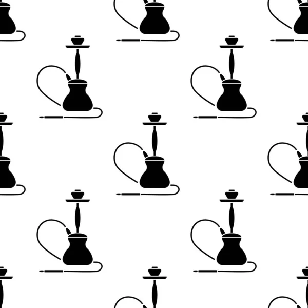 Vector Arabic Hookah Silhouette Nahtloses Muster Isoliert Auf Weißem Hintergrund — Stockvektor