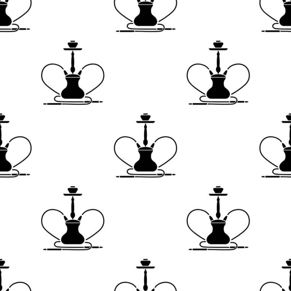 Vector Hookan Silhouette Seamless Pattern Isolated on White Background