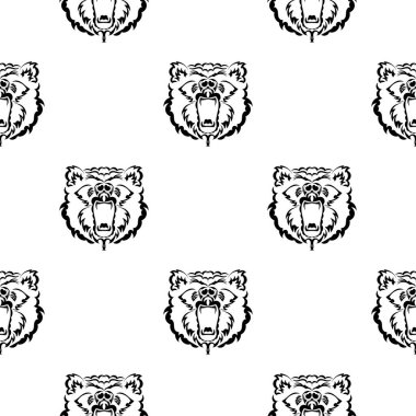 Sevimli ayı yüzlü siyah beyaz desenli, sonu gelmeyen tekrarlanabilir desenli.