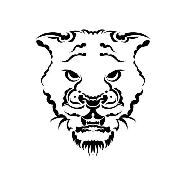 Тигровая Злость Черная Татуировка Векторная Иллюстрация Головы Тигра — стоковый вектор