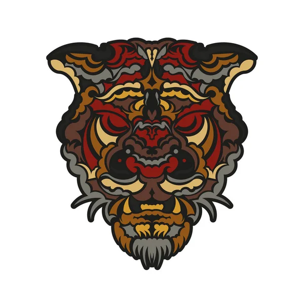 Ornement Visage Tigre Dans Style Baroque Bon Pour Les Logos — Image vectorielle