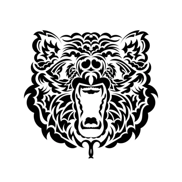 Иллюстрация Медвежьей Головы Антистрессовая Окраска Взрослых Черно Белые Линии Печать — стоковый вектор