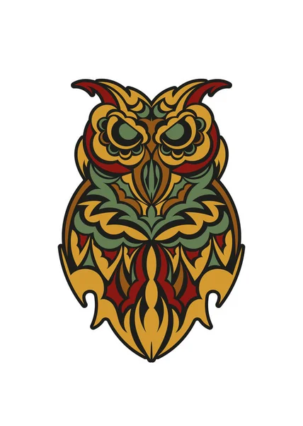 Κουκουβάγια Μπαρόκ Χρώμα Στυλ Καλό Για Λογότυπα Τατουάζ Εκτυπώσεις Και — Διανυσματικό Αρχείο