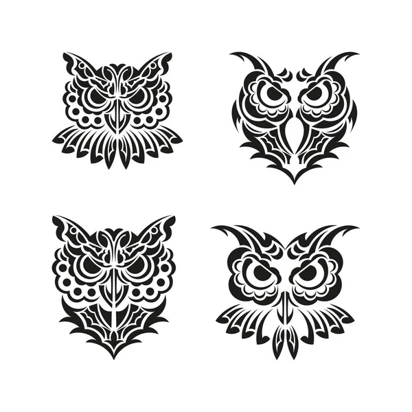 Ensemble Ornement Hibou Bon Pour Les Menus Les Impressions Les — Image vectorielle