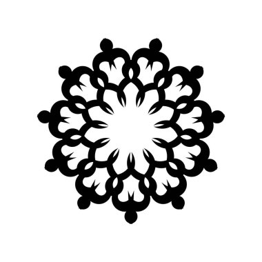 Mandala. Dairesel süs. Beyaz bir arkaplanda tasarım ve renklendirme için izole edilmiş öge.