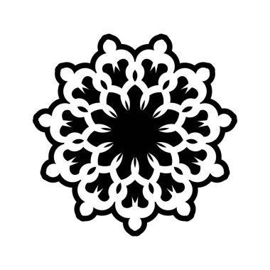 Hint mandala 'sı. Dairesel süs. Beyaz bir arkaplanda tasarım ve renklendirme için izole edilmiş öge.