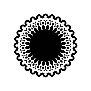 Tasarım için klasik mandala yuvarlak süsü. Beyaz bir arka planda izole edilmiş. Vektör illüstrasyonu.