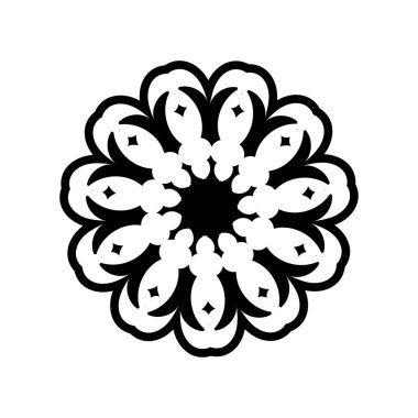 Klasik mandala yuvarlak süsü. Süslü, yuvarlak süsler. Alışılmadık bir çiçek şekli. Doğulu vektör, stres önleyici terapi örnekleri. Tasarım elementleri. Yoga logoları vektörü.