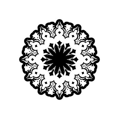 Klasik mandala yuvarlak süsü. Alışılmadık bir çiçek şekli. Doğulu vektör, stres önleyici terapi örnekleri. Tasarım elementleri. Yoga logoları vektörü.