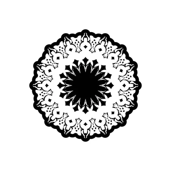 Индийская Мандала Черно Белый Логотип Восточный Вектор Шаблоны Антистрессовой Терапии — стоковый вектор