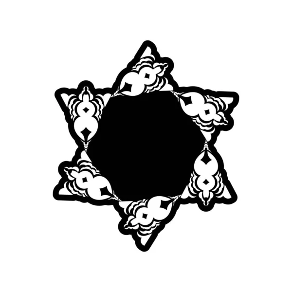 Mandala India Logotipo Blanco Negro Tejiendo Elementos Diseño Logos Del — Vector de stock