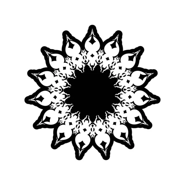 Mandala Indien Logo Noir Blanc Tissage Éléments Conception Logos Yoga — Image vectorielle