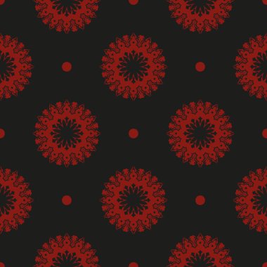 Çin siyah ve kırmızı soyut, kusursuz vektör arkaplanı. Yerli çiçek elementi. Duvar kağıdı, kumaş, ambalaj, ambalaj için grafik süslemesi.