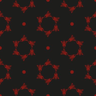 Çin siyah ve kırmızı soyut, kusursuz vektör arkaplanı. Eski tarz şablondaki duvar kağıdı.