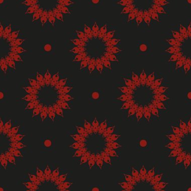 Çin siyah ve kırmızı soyut, kusursuz vektör arkaplanı. Eski tarz şablondaki duvar kağıdı.