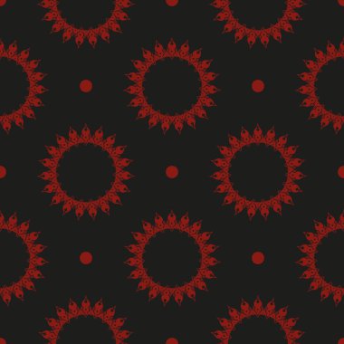 Çin siyah ve kırmızı soyut, kusursuz vektör arkaplanı. Eski tarz şablondaki duvar kağıdı.