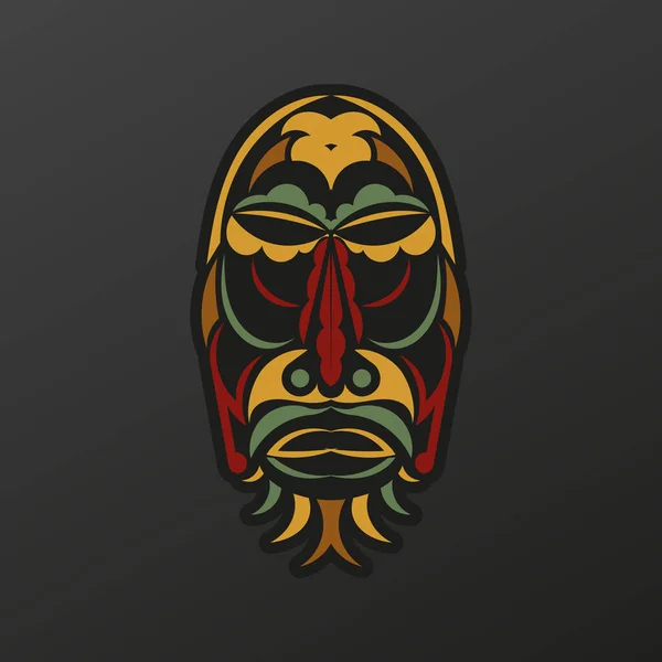 Máscara Polinésia Cor Barroca Face Dos Deuses Das Tribos Antigas — Vetor de Stock