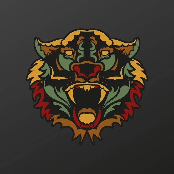 Face Tigre Couleur Baroque Museau Animal Des Modèles Des Tribus — Image vectorielle