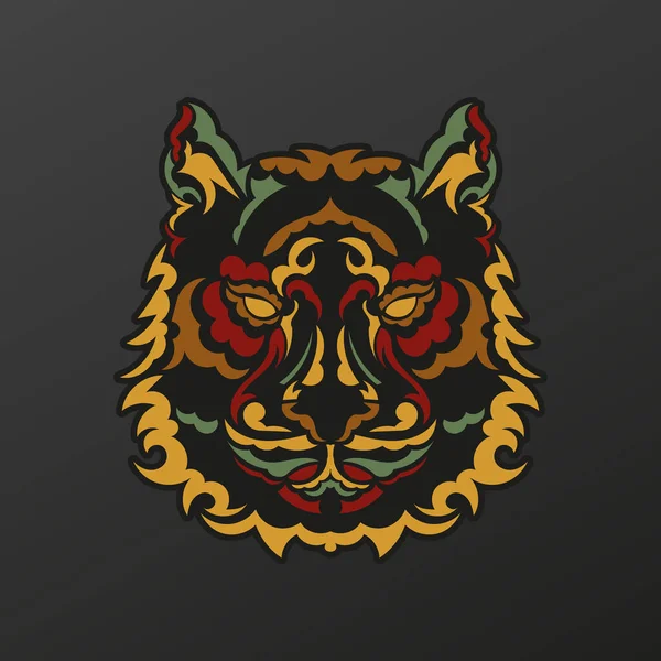Face Tigre Couleur Baroque Museau Animal Des Modèles Des Tribus — Image vectorielle