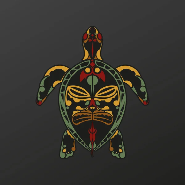 龟纹身的巴洛克色 来自古代部落模式的动物的枪口 孤立无援矢量说明 — 图库矢量图片