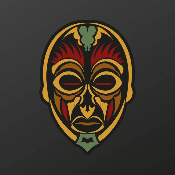 バロック色のポリネシアトーテムマスク 古代部族の入れ墨の神々の顔 レースモチーフの豪華なパターン 隔離されてる ベクターイラスト — ストックベクタ
