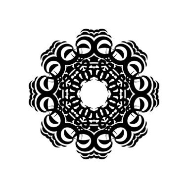 Hint mandala siyah beyaz. Dairesel süs. Beyaz bir arkaplanda tasarım ve renklendirme için izole edilmiş öge.