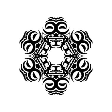 Hint mandala siyah beyaz. Dairesel süs. Beyaz bir arkaplanda tasarım ve renklendirme için izole edilmiş öge.