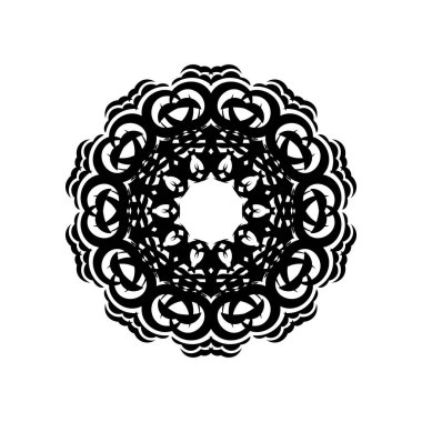 Dekoratif konsept soyut Hint mandala siyah beyaz. resimleme