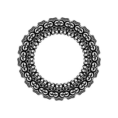 Tasarım için klasik mandala siyah beyaz yuvarlak süs. Beyaz bir arkaplanda izole edilmiş.