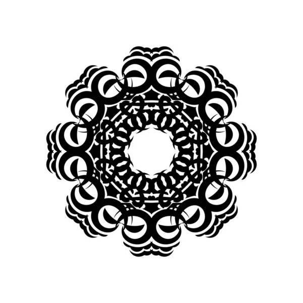 Indiase Mandala Zwart Wit Cirkelvormig Ornament Geïsoleerd Element Voor Ontwerp — Stockvector