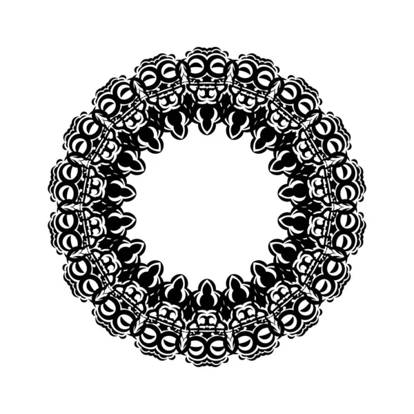 Indian Mandala Black White Circular Ornament Vector Illustration — Stock Vector