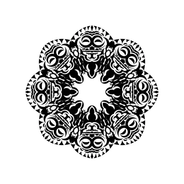 Mandala Indien Noir Blanc Ornement Circulaire Isolé Sur Fond Blanc — Image vectorielle