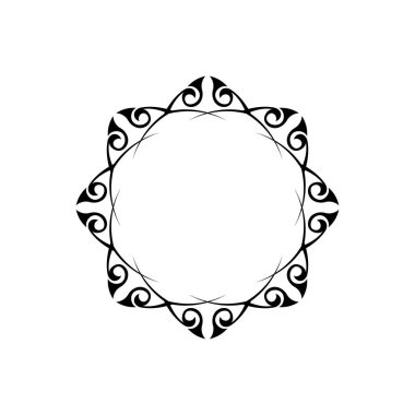 Hint mandala siyah beyaz. Siyah beyaz logo. Tasarım elementleri. Yoga logoları vektörü.