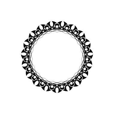 Klasik mandala siyah beyaz yuvarlak süs. Alışılmadık bir çiçek şekli. Doğulu vektör, stres önleyici terapi örnekleri. Tasarım elementleri. Yoga logoları vektörü.
