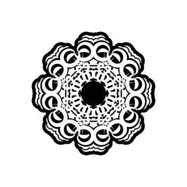 Hint mandala logosu. Dairesel süs. Beyaz bir arka planda izole edilmiş. Vektör illüstrasyonu.